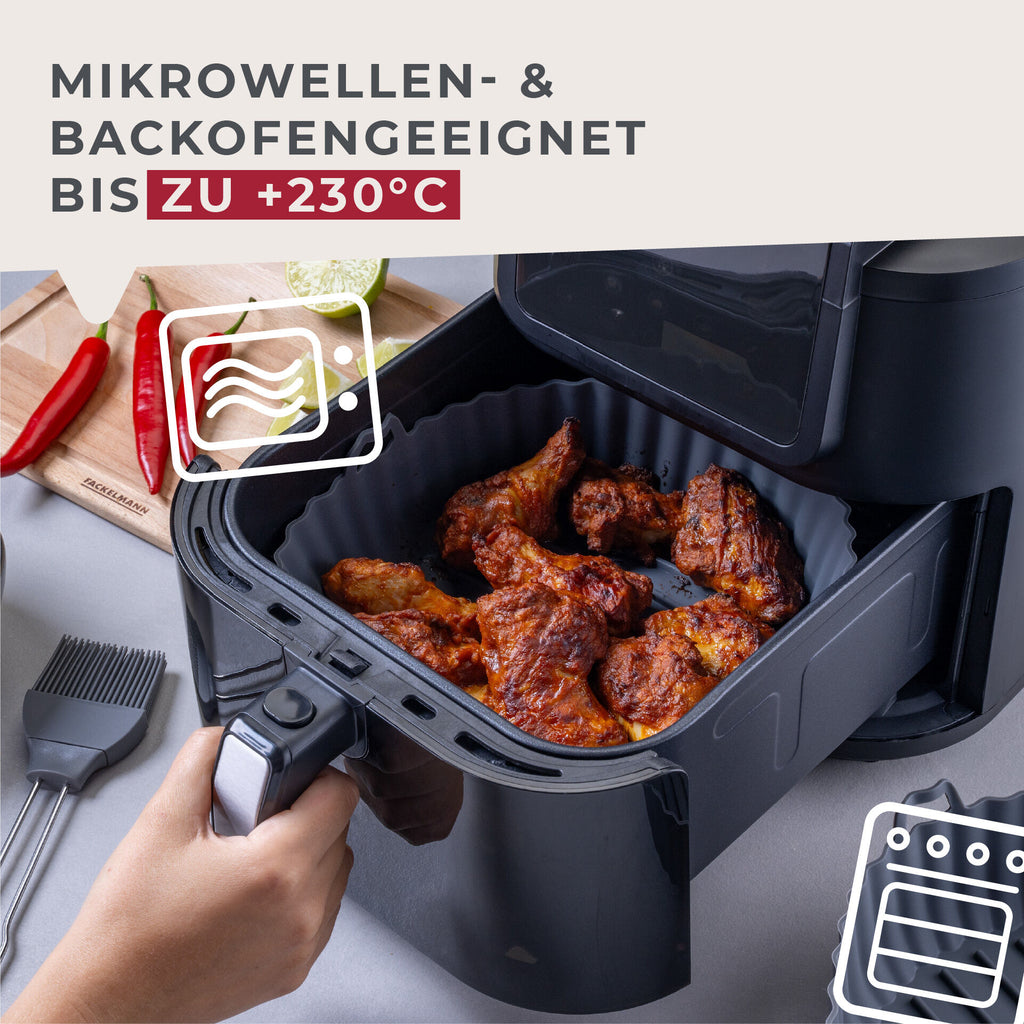 Silikonform for airfryer rund Ø19 cm grå - Fackelmann sideprofil