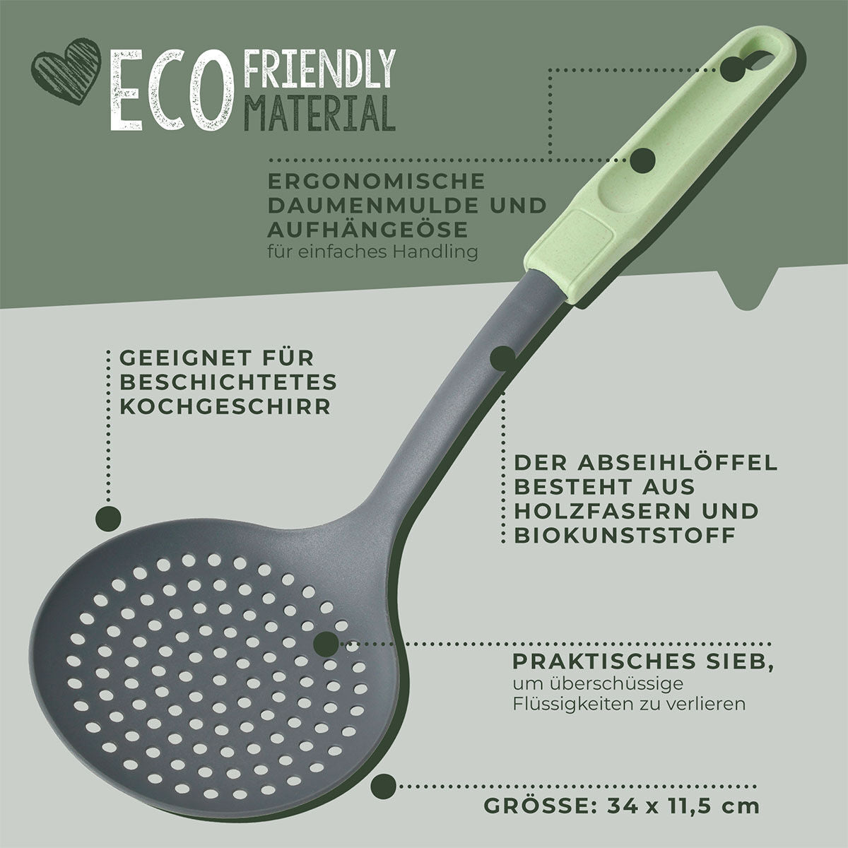 Silskje biobasert plast varmebestandig 270 °C - Fackelmann i naturlige farger