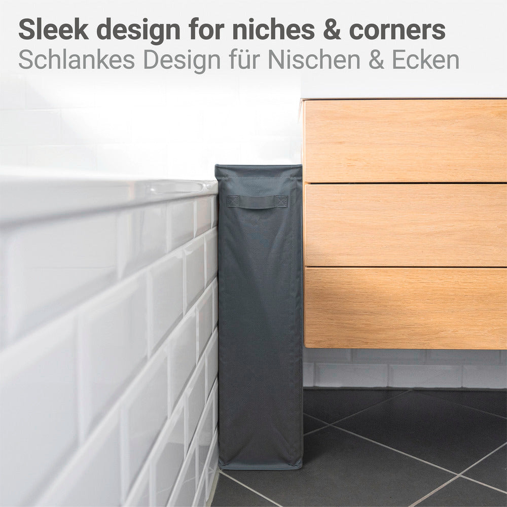 Skittentøyskurv smal 46L polyester antrasitt 20x60x40 cm Wenko detalj håndtak
