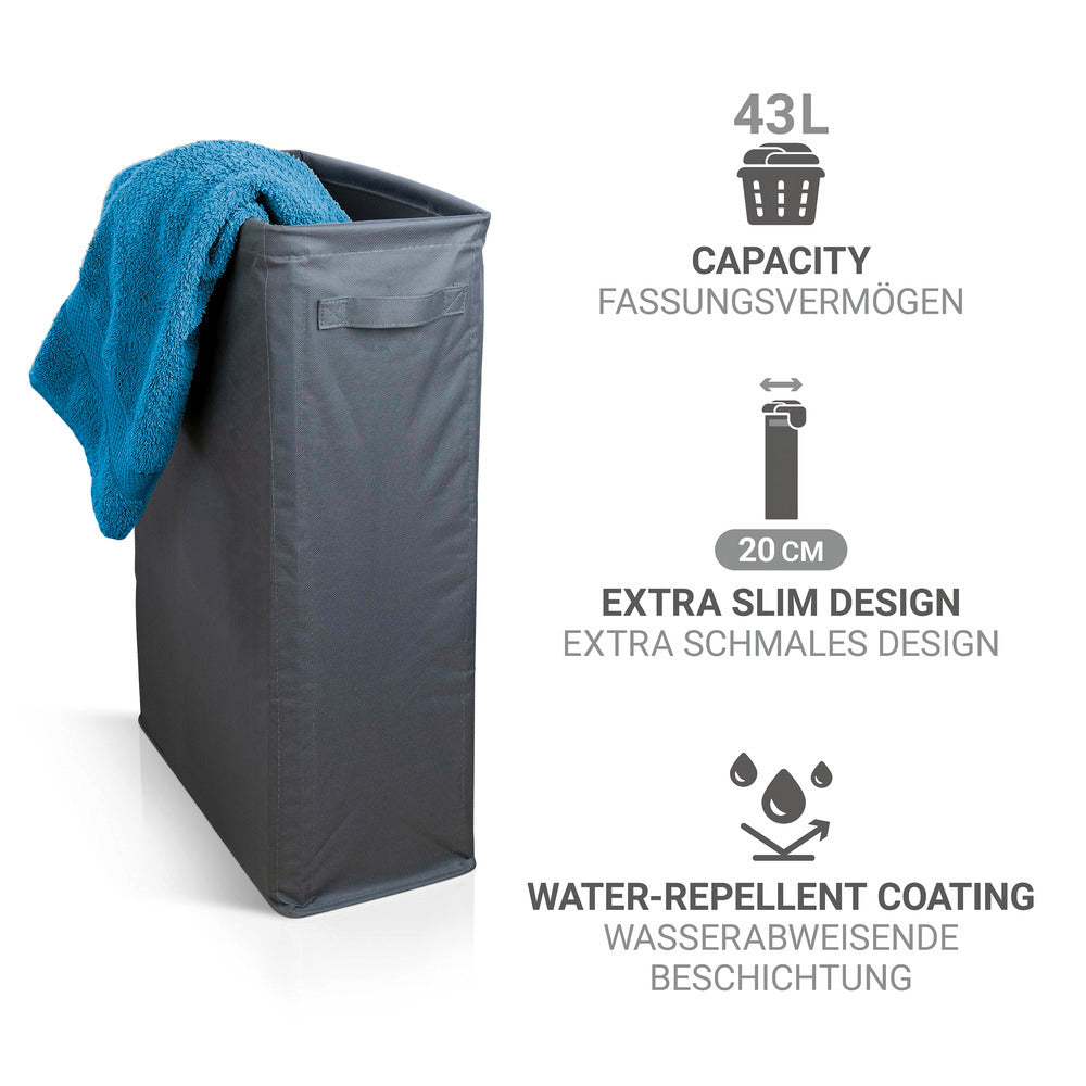 Skittentøyskurv smal 46L polyester antrasitt 20x60x40 cm Wenko nærbilde tekstur