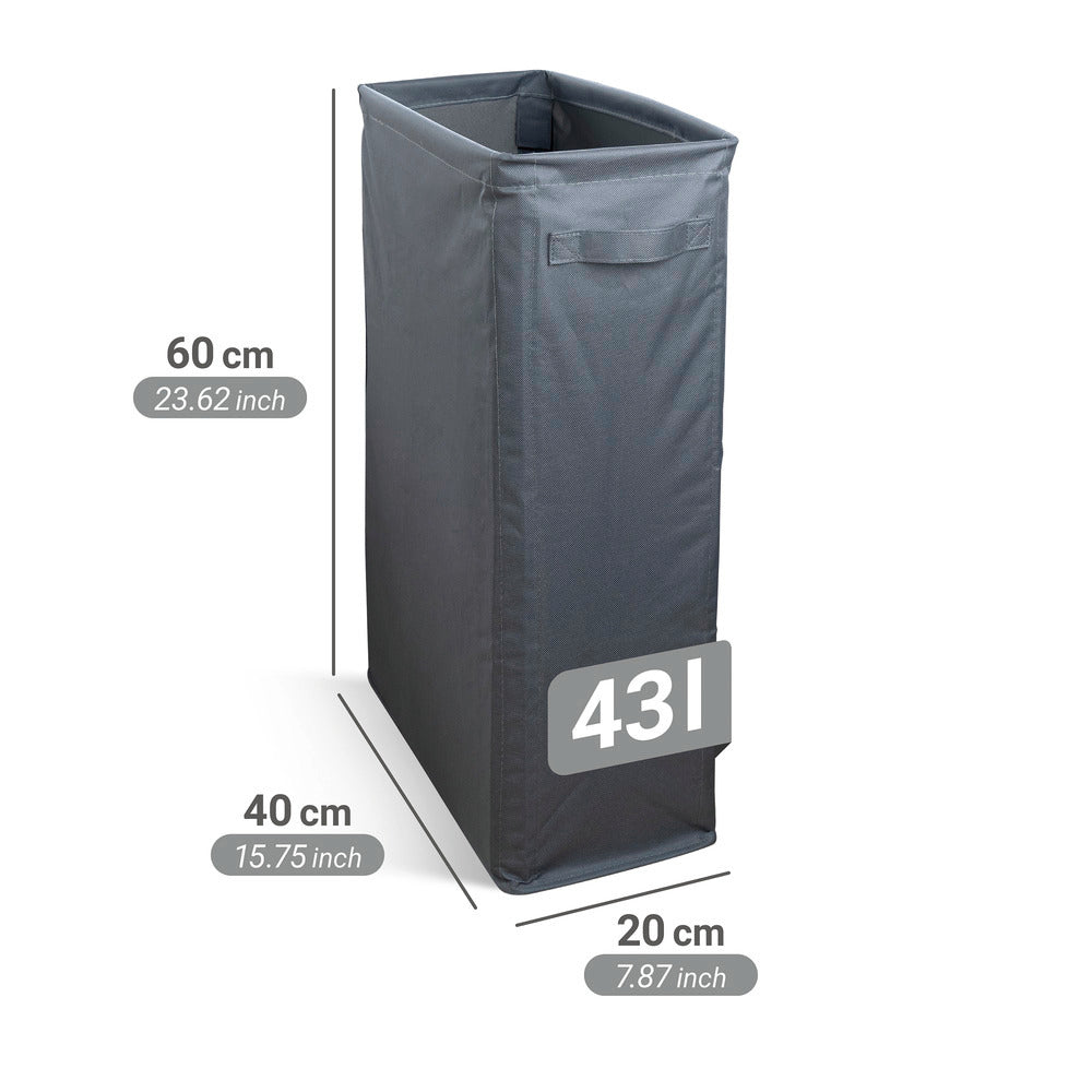 Skittentøyskurv smal 46L polyester antrasitt 20x60x40 cm Wenko topp utsikt