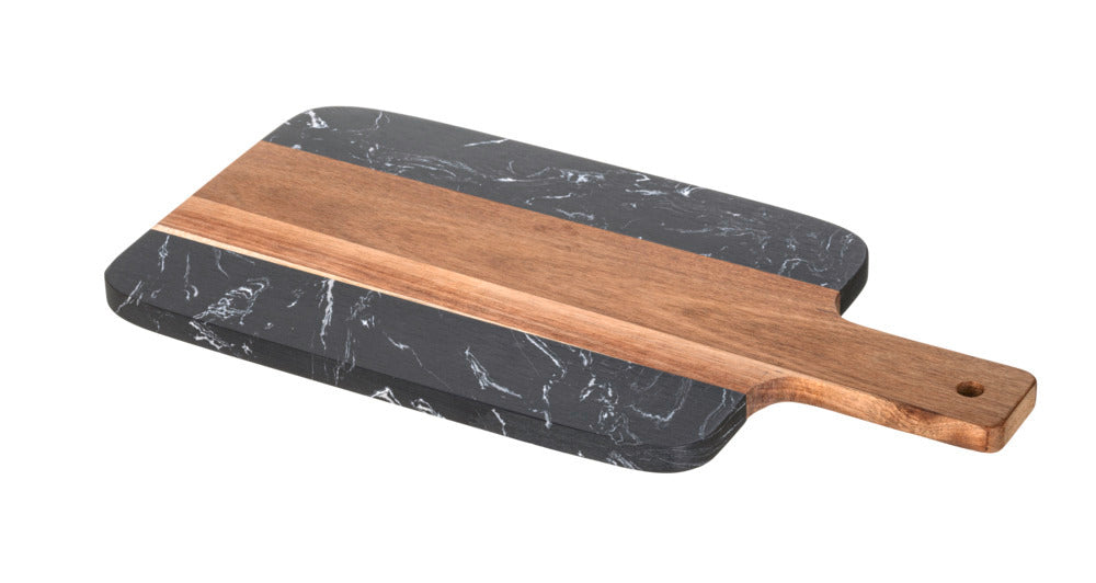 Nærbilde av skjærefjøl akasietre og marmor 37x18 cm ATAMI