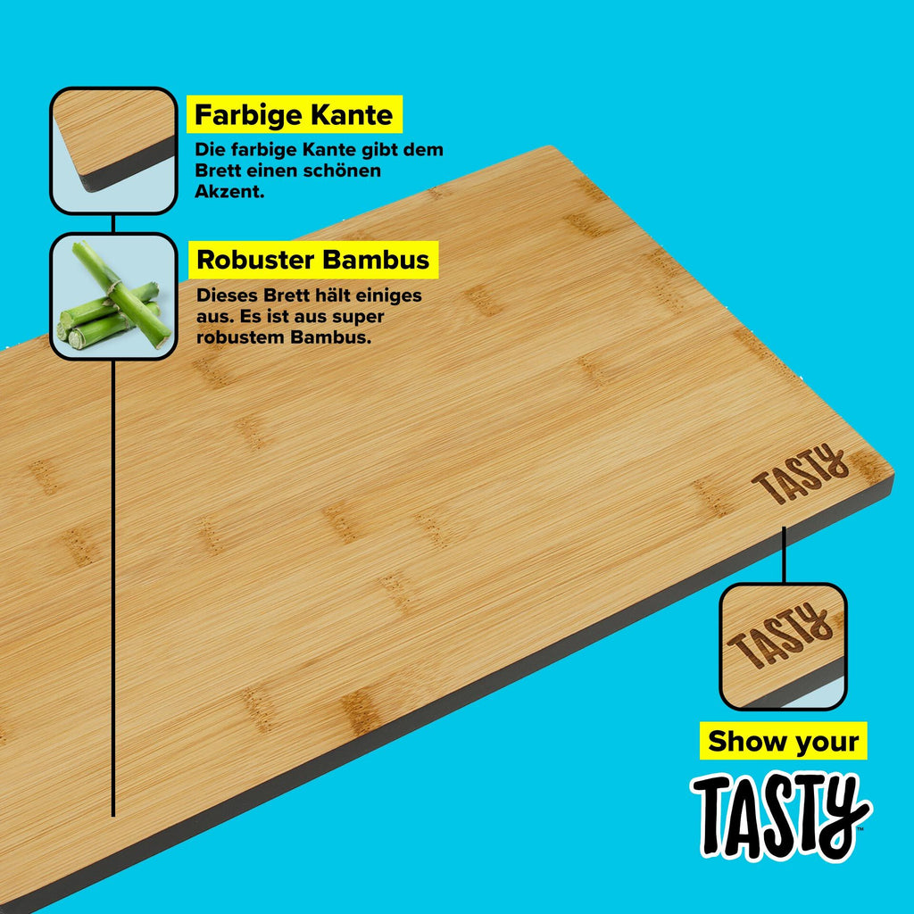 Nærbilde av bambusmateriale på Skjærefjøl bambus 35,5x25 cm med grå kant - Tasty