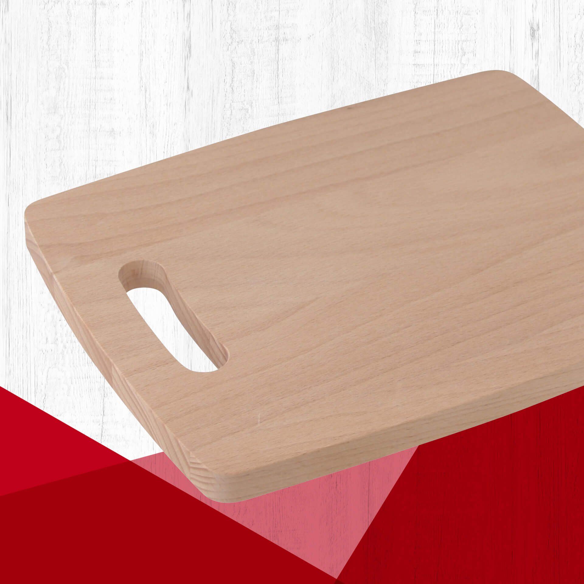 Skjærefjøl bøk 21,5x16 cm med griffhull detalj av griffhull