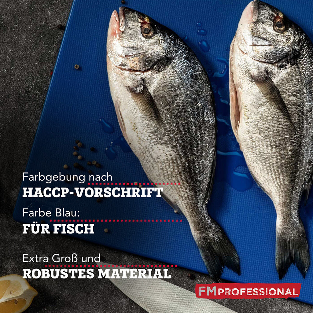 Nærbilde av Skjærefjøl HACCP fisk blå 45×30 cm plast