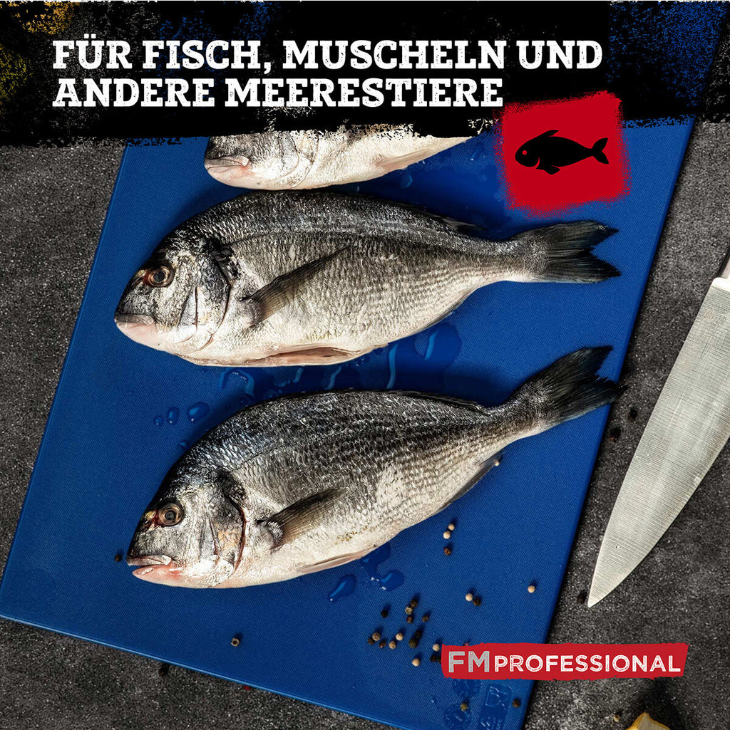 Skjærefjøl HACCP fisk blå 45×30 cm plast med fisk