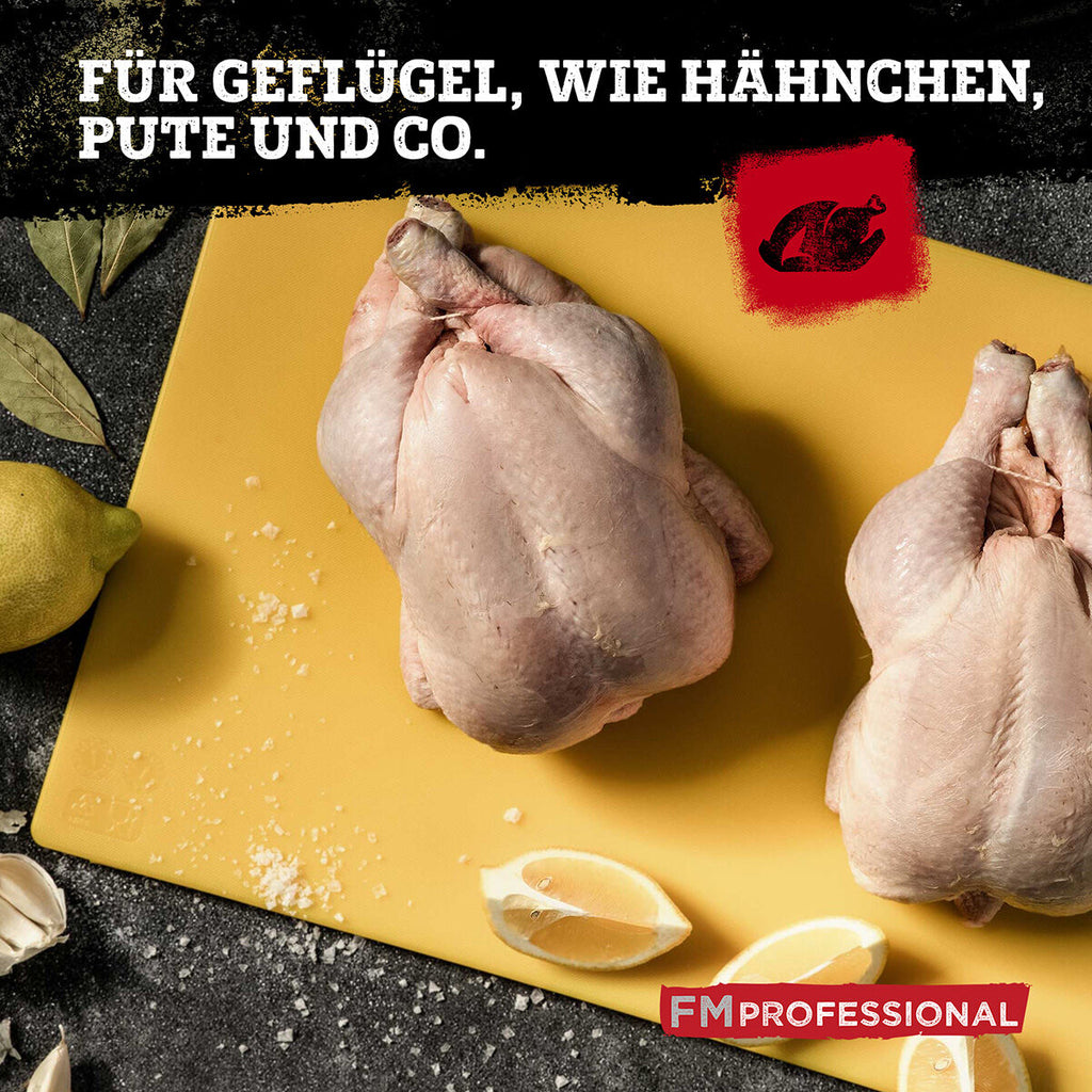 Skjærefjøl HACCP for fjærkre 45x30 cm gul med hakkekniv