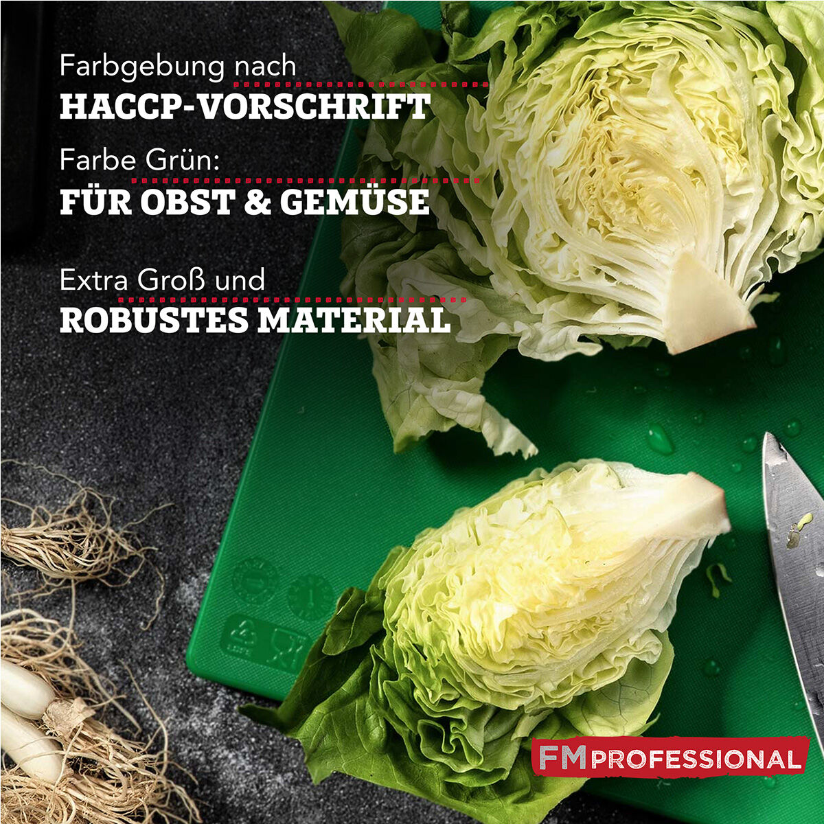 Skjærefjøl HACCP frukt/grønnsaker 45x30 cm grønn kantdetalj