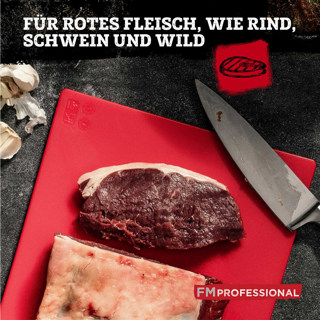 Skjærefjøl HACCP rått kjøtt 45x30 cm rød kantdetalj