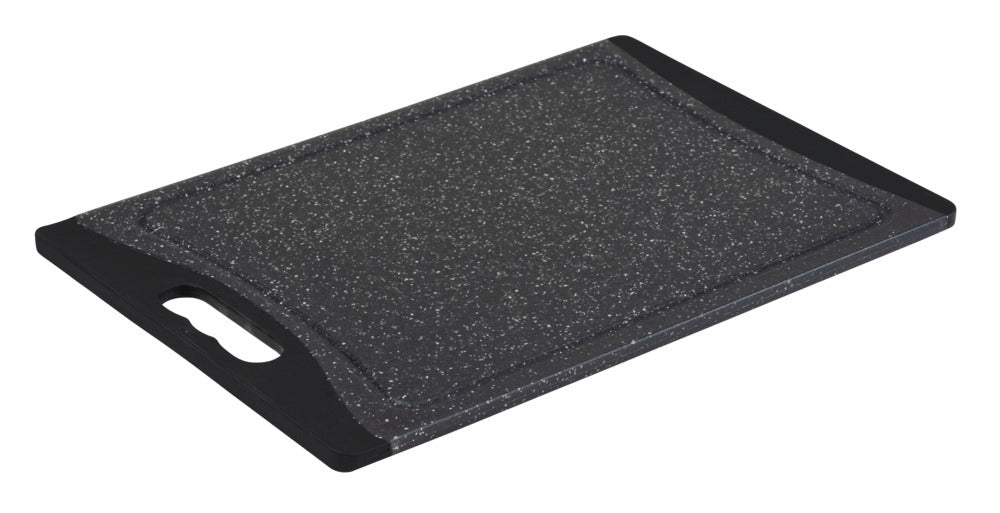 Skjærefjøl plast svart 36x24,5 cm med saftrenne og håndtak forfra