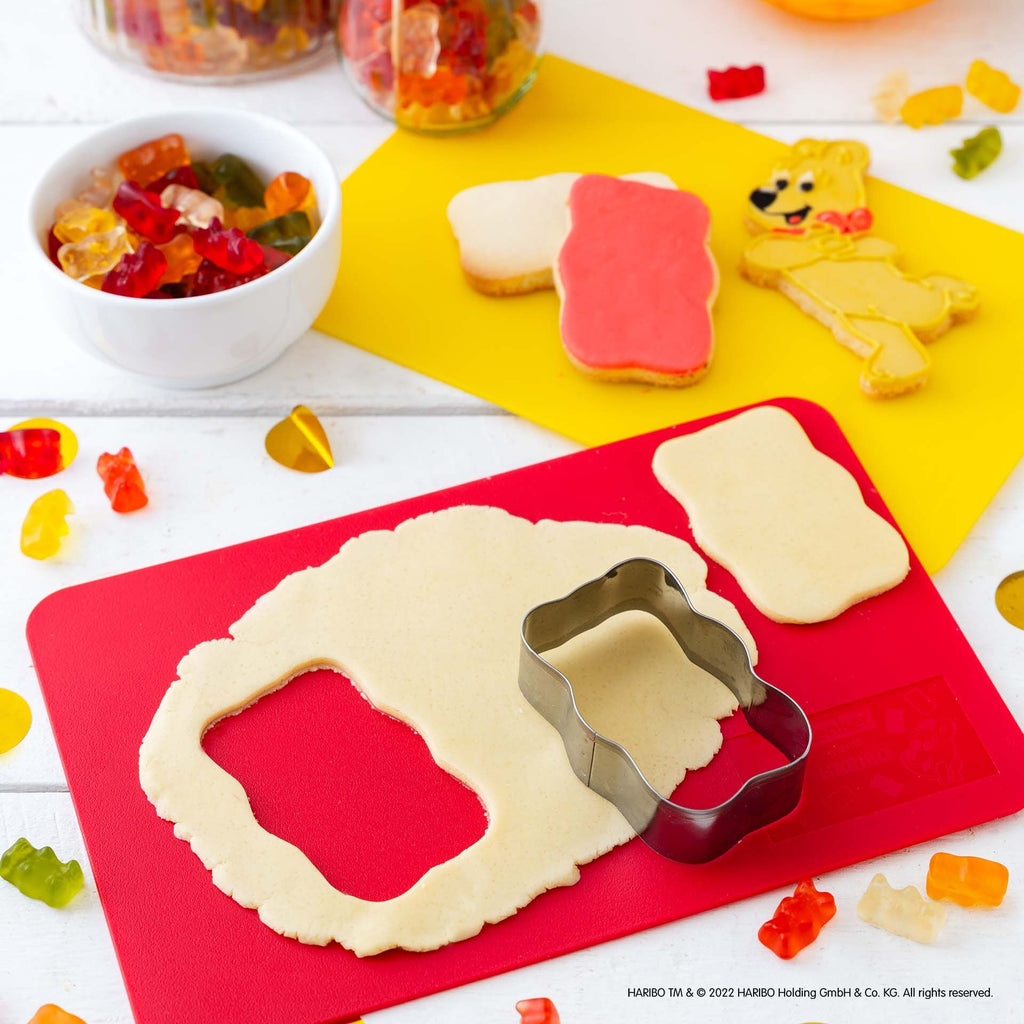 Skjærematte sett 2-delt 24x16 cm plast HARIBO Goldbær bakside