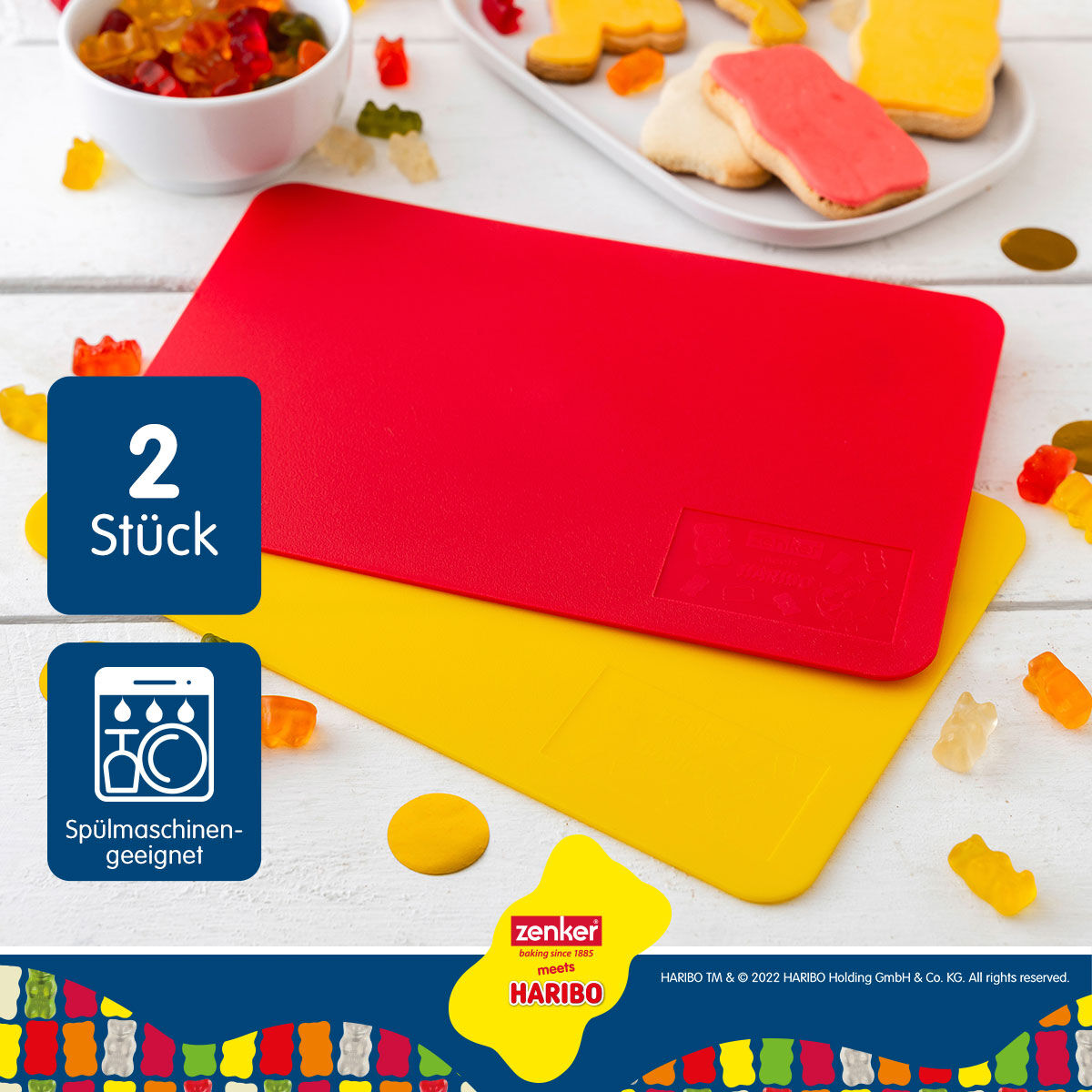 Montert skjærematte sett 2-delt 24x16 cm plast HARIBO Goldbær