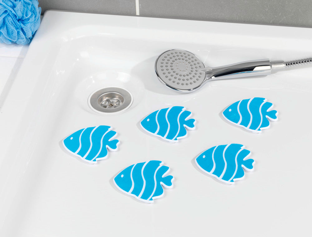 Sklisikre klistremerker fisk 5-delt sett lyseblå bakside