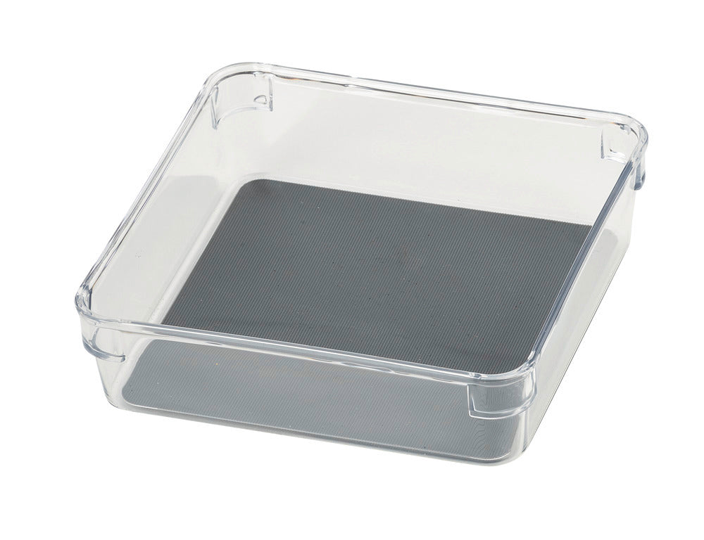 Skuffeinnsats Cube M grå plast 16 x 4,5 x 16 cm forfra