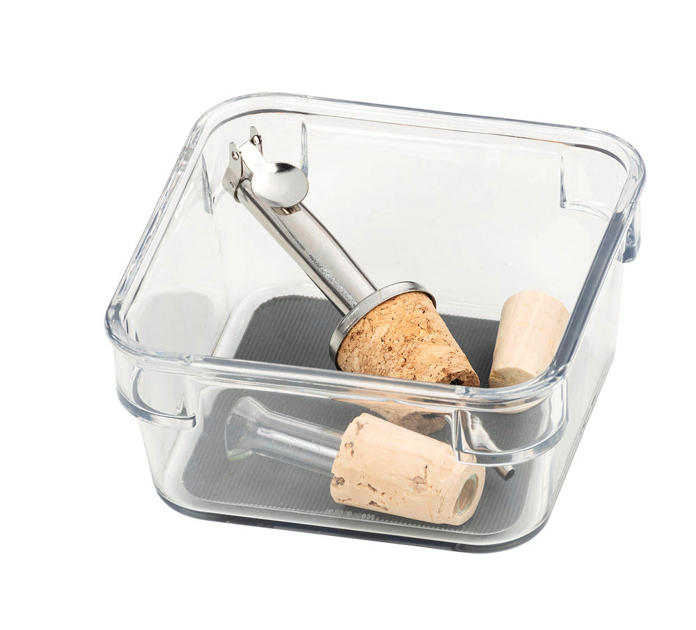 Skuffeinnsats Cube S grå plast 9 x 4,5 x 9 cm bakside