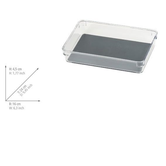 Skuffeinnsats grå plast 24 x 4,5 x 16 cm - Wenko oppbevaring
