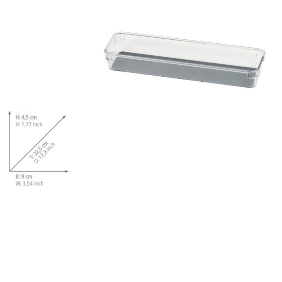 Oversikt over Skuffeinnsats Long L grå plast 32,5 x 4,5 x 9 cm - Wenko i bruk