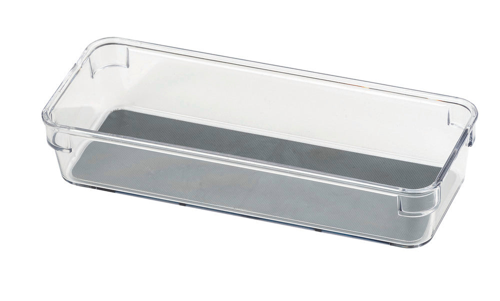 Skuffeinnsats Long M grå plast 23 x 4,5 x 9 cm forfra