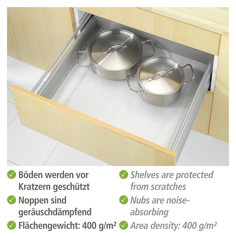 Skuffematte sklisikker transparent EVA 150x50 cm 3-delt sett oversikt