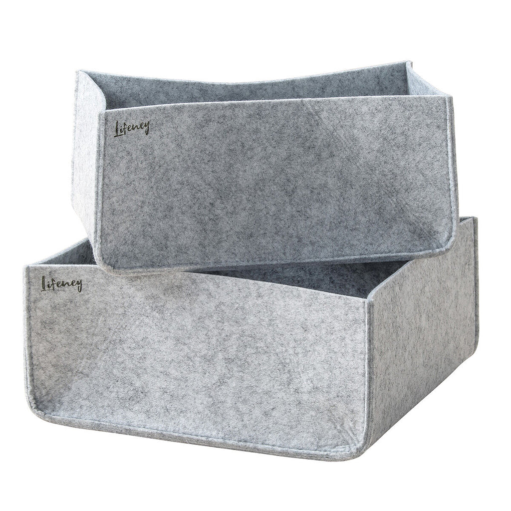 Skufforganiserer filt grå 2-delt sett 27×25×12 cm forfra