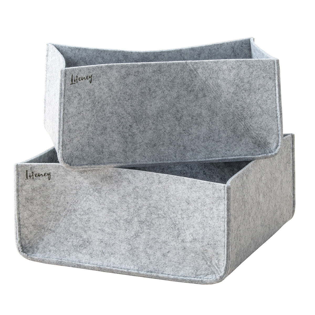 Skufforganiserer filt grå 2-delt sett 27×25×12 cm forfra