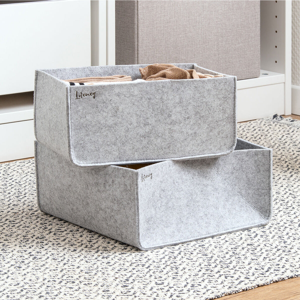 Skufforganiserer filt grå 2-delt sett 27×25×12 cm bakside