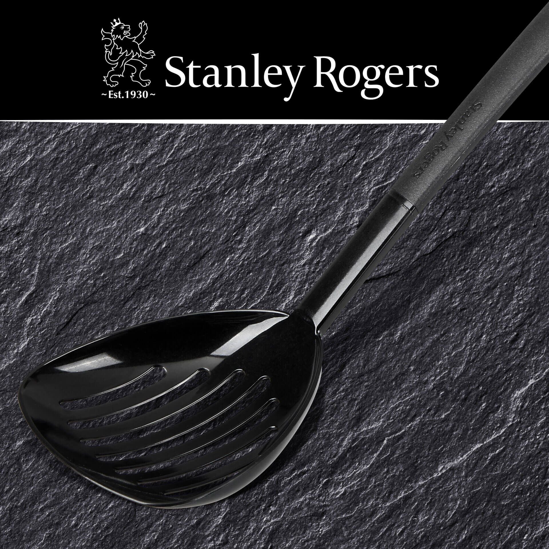 Nærbilde av håndtaket på Skumskje med spalter 34 cm svart nylon - Stanley Rogers