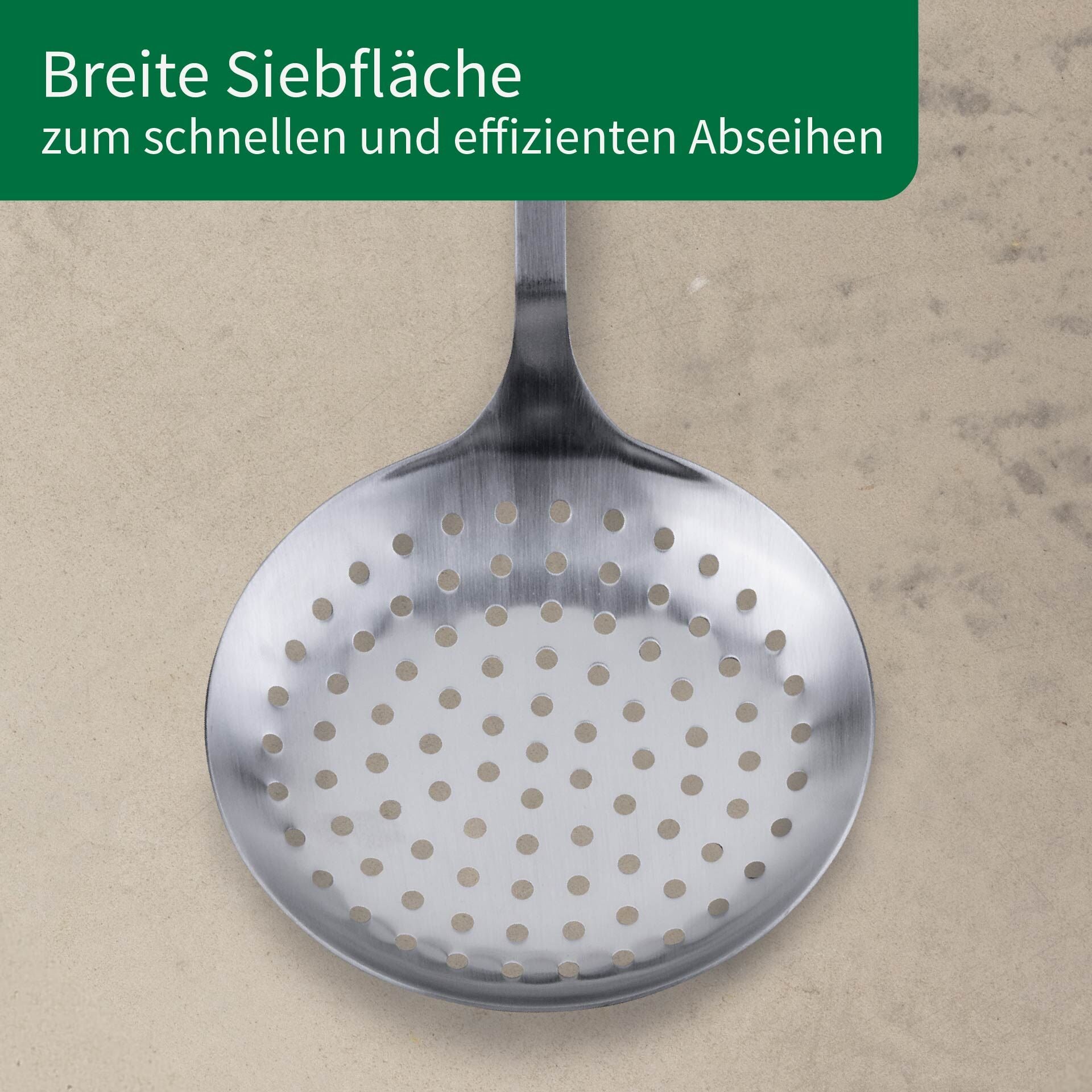Nærbilde av Skumskje rustfritt stål 32 cm - Chefkoch trifft Fackelmann sil