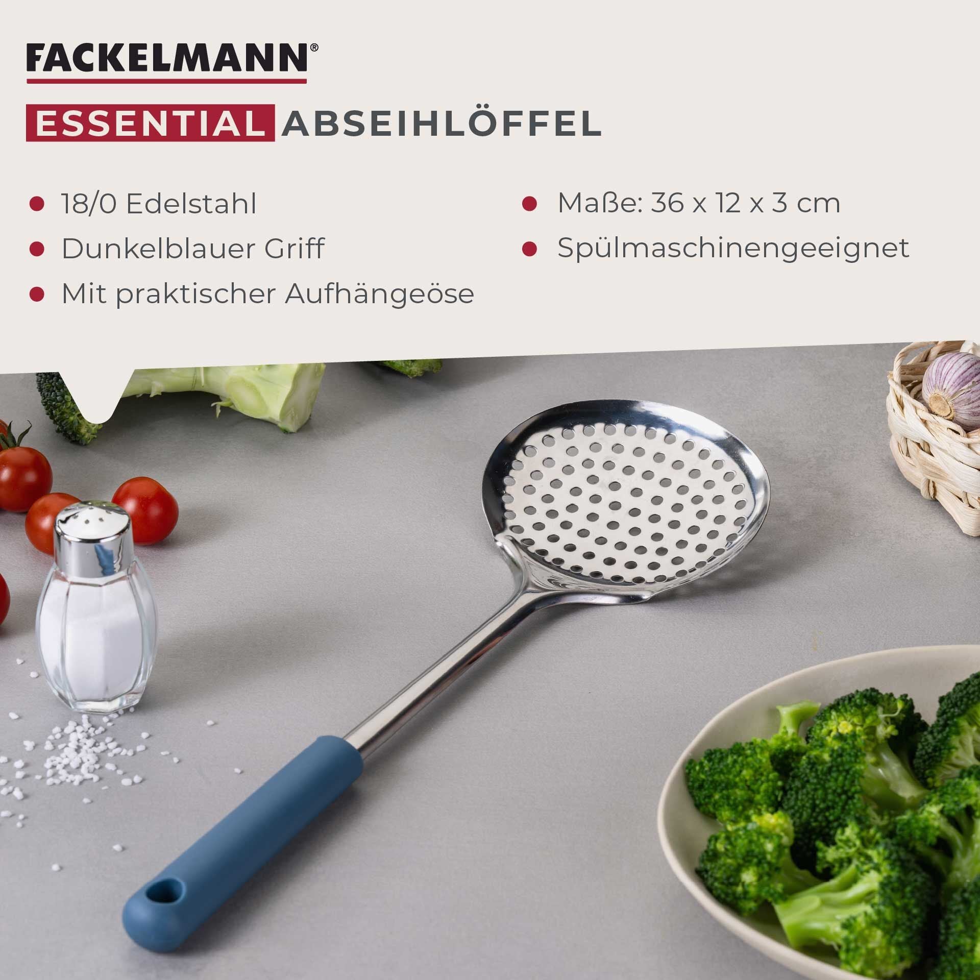 Skumskje rustfritt stål blå Essential - Fackelmann blått håndtak