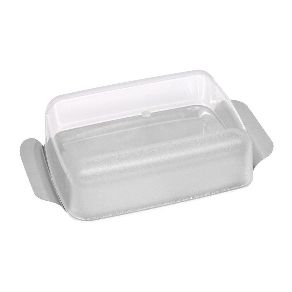 Smørboks rustfritt stål med lokk 17x11 cm forfra