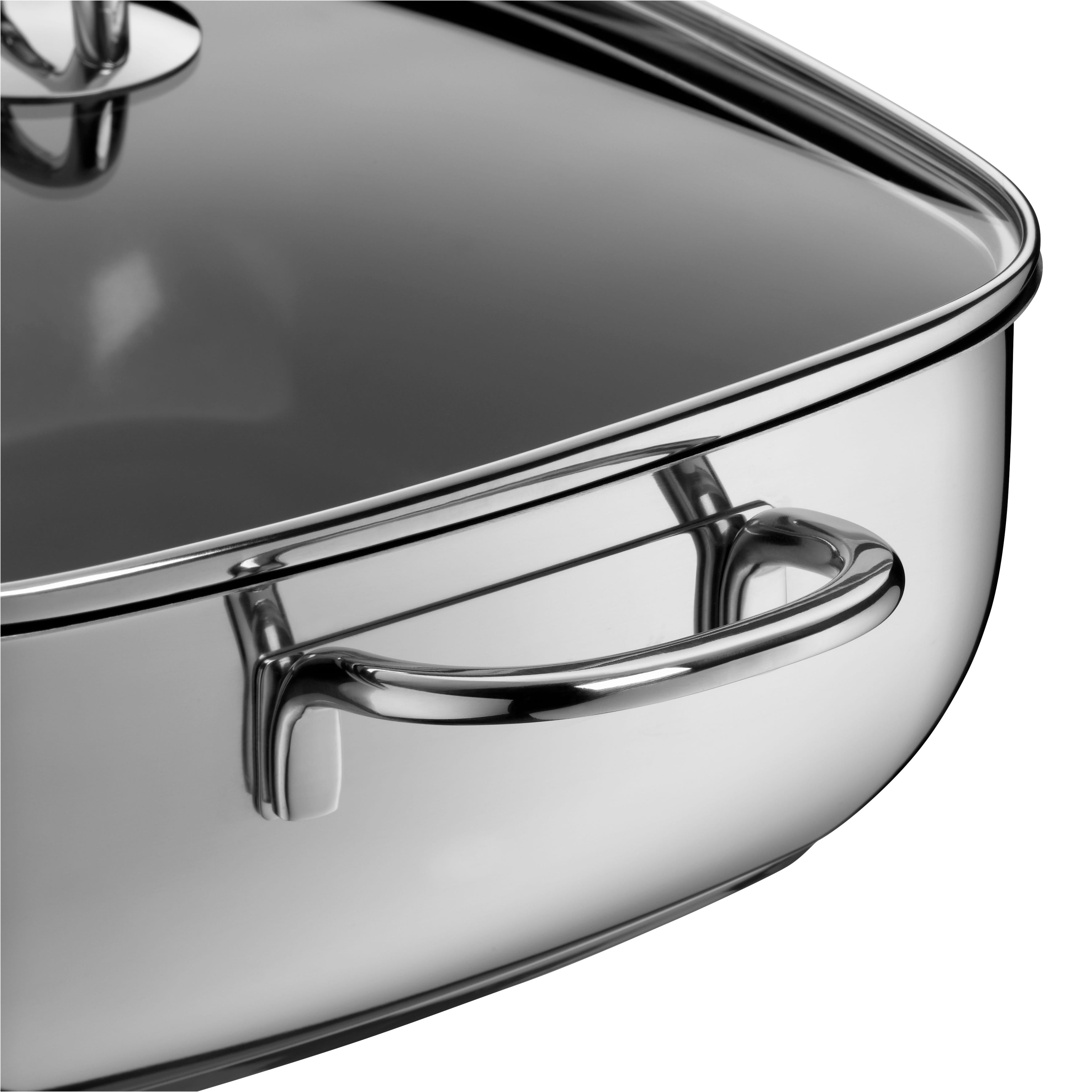 Smorgryte kvadratisk 29x29 cm med glasslokk non-stick keramikk bakside