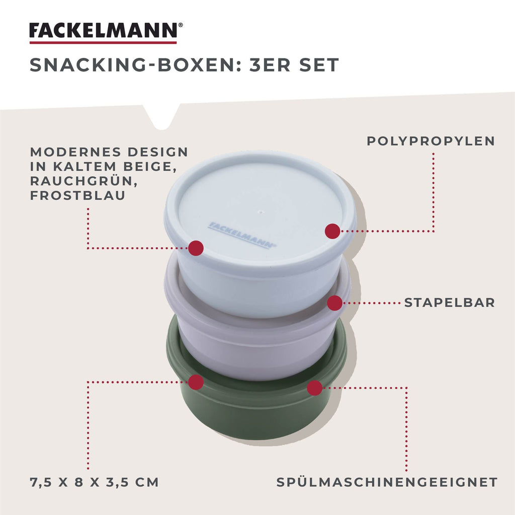 Snackboks rund Ø8 cm plast 3-delt sett - Fackelmann montert