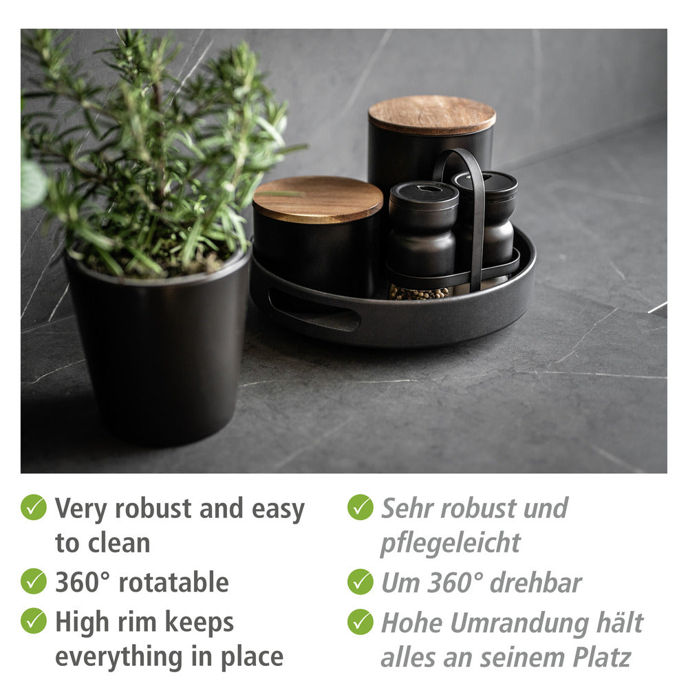 Snurrebrett 360° pulverlakkert metall svart - Wenko bakside
