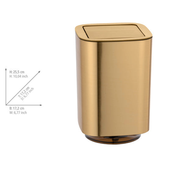 Nærbilde av gullfarge på Søppelbøtte med vippelokk 5,5 L gull Auron plast - WENKO