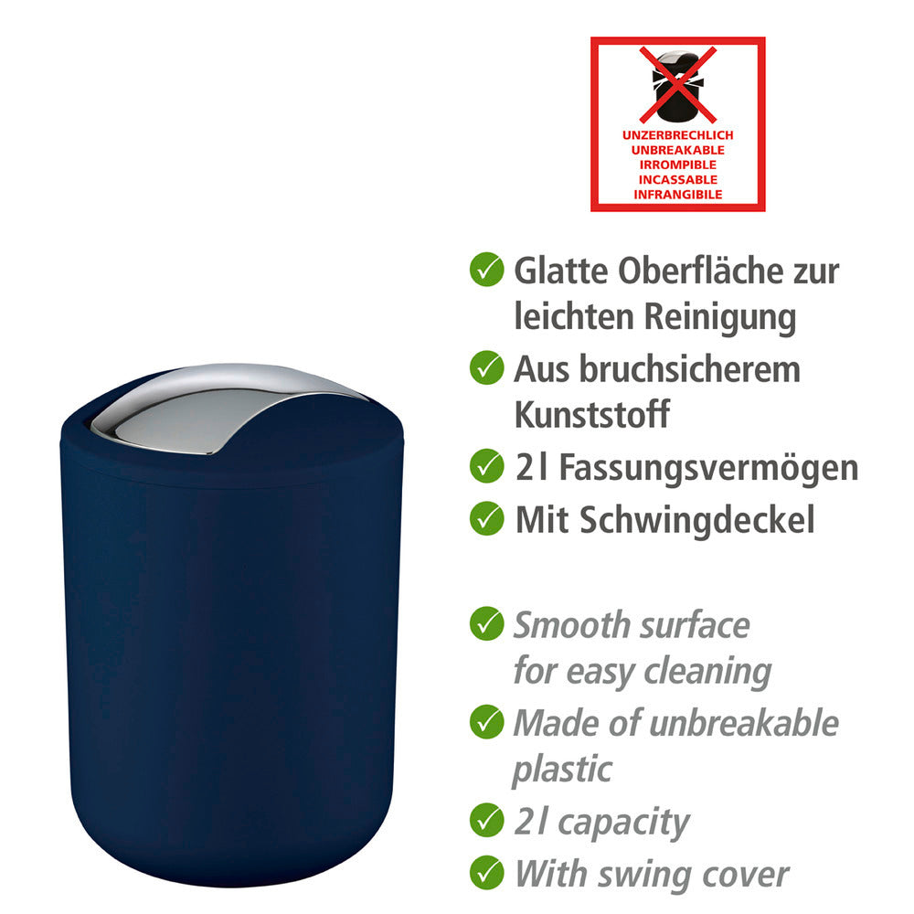 Søppelbøtte med vipplokk Brasil mørkeblå 2 L plast bakside