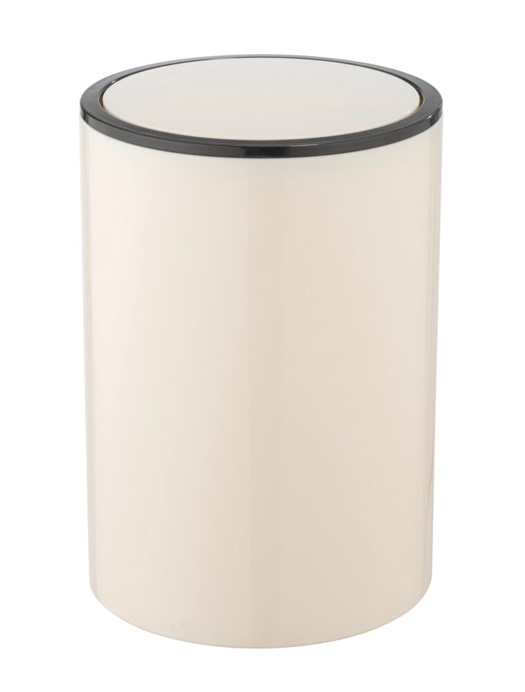Søppelbøtte med svingdeksel 5 liter beige forfra