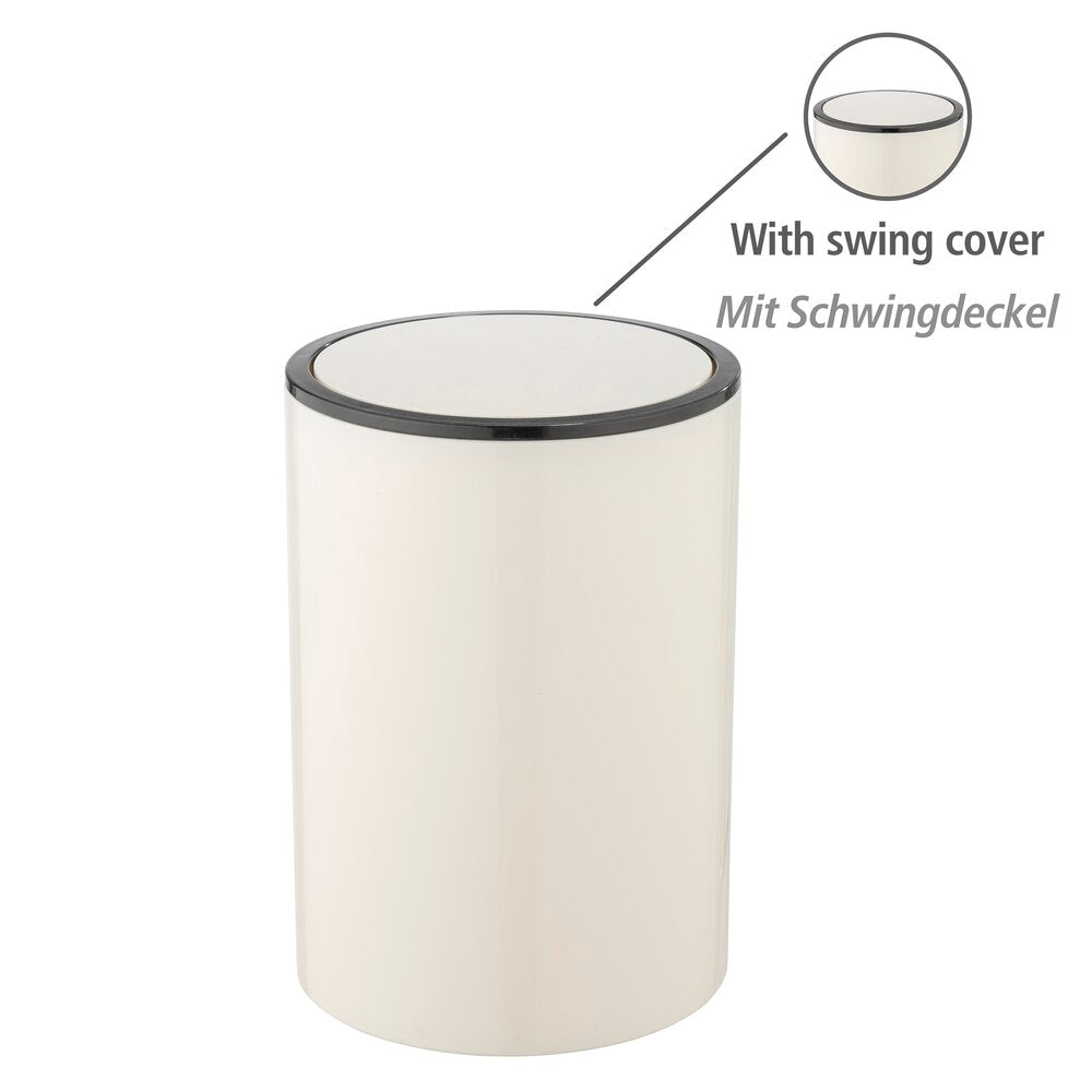 Søppelbøtte med svingdeksel 5 liter beige bakside