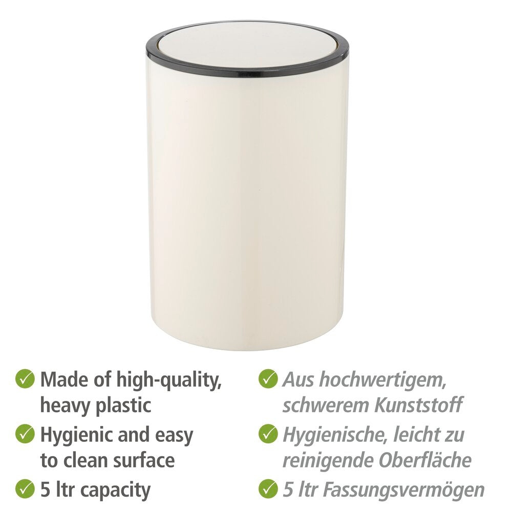 Detaljbilde av svingdeksel på Søppelbøtte med svingdeksel 5 liter beige