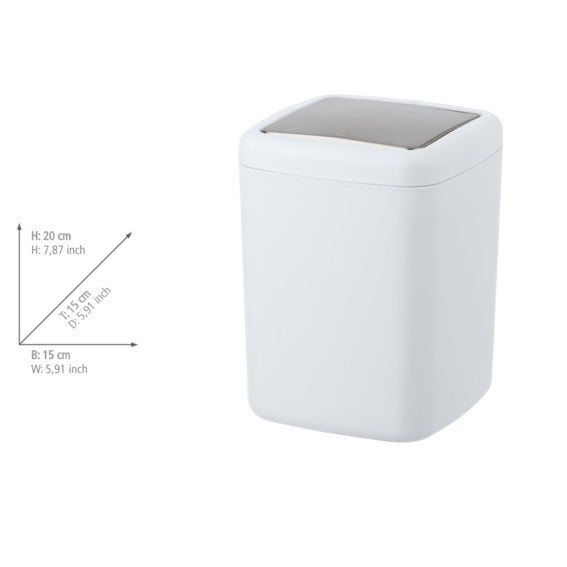 Nærbilde av svingdekselet på Søppelbøtte med svingdeksel hvit plast 3 L Barcelona - WENKO