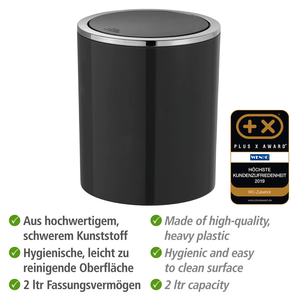 Detalj av svingdeksel på Søppelbøtte med svingdeksel svart plast 2 L Inca - WENKO