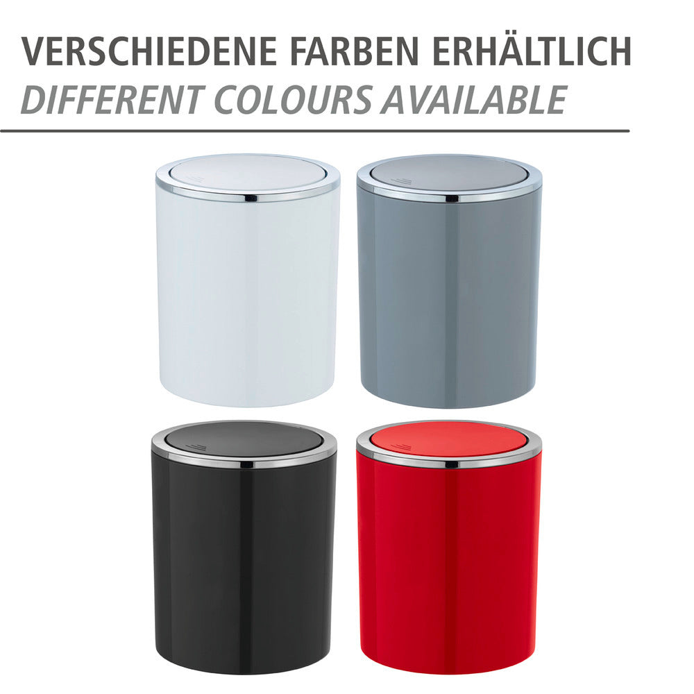 Montert Søppelbøtte med svingdeksel svart plast 2 L Inca - WENKO i baderomsmiljø