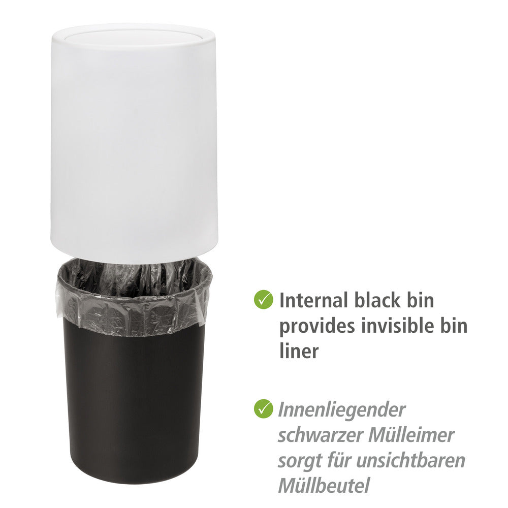 Søppelbøtte med vippelokk Atri hvit 6 L plast detalj av lokk
