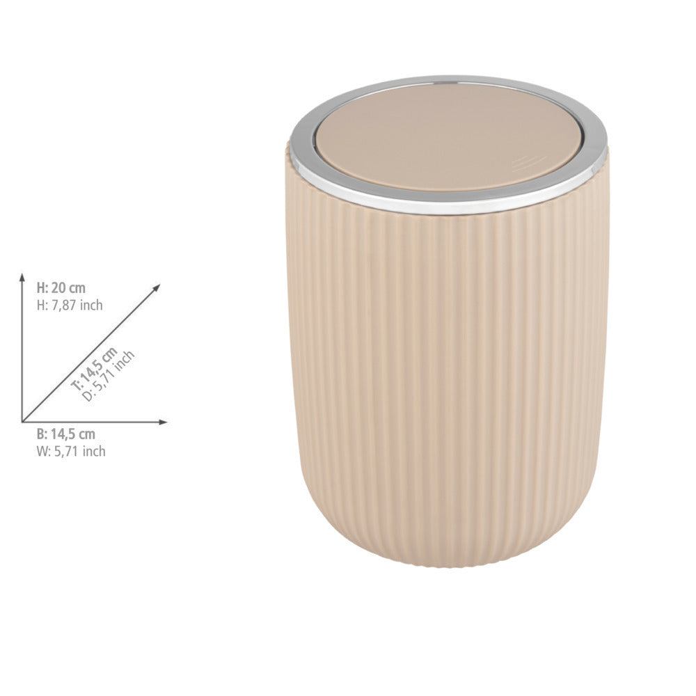 Søppelbøtte med vipplokk Agropoli beige 2 L helhetlig oversikt