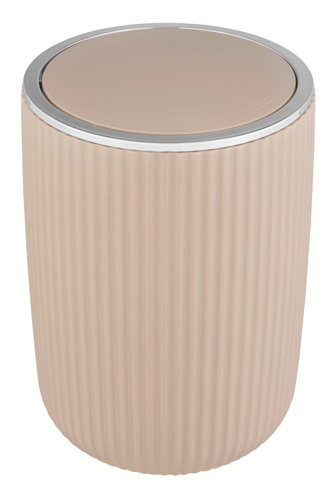 Søppelbøtte med vipplokk Agropoli beige 5,5 L - WENKO forfra