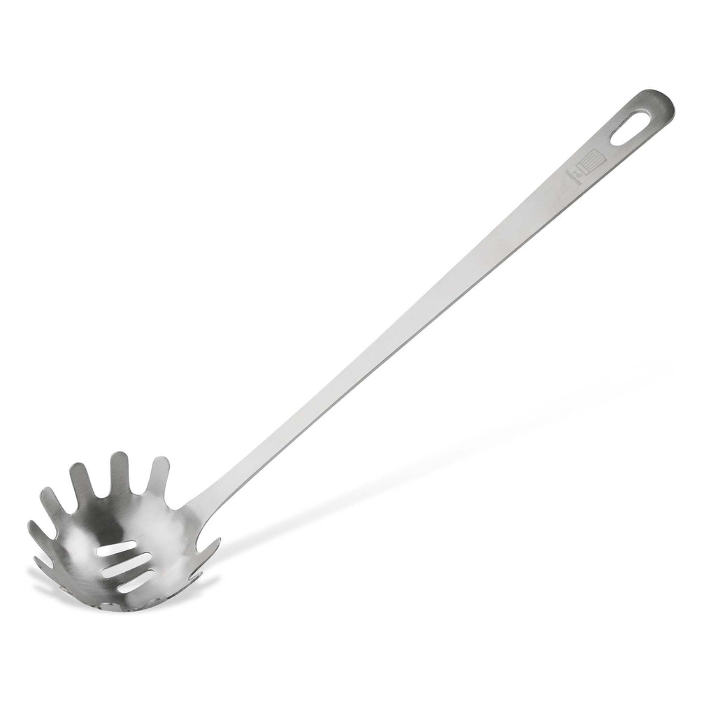 Spagettiskje rustfritt stål 31 cm håndtak nærbilde