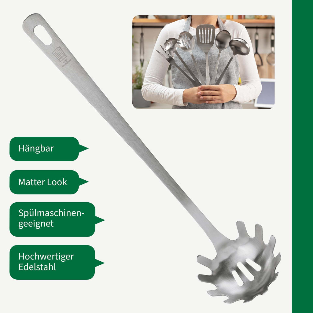 Spagettiskje rustfritt stål 31 cm i bruk