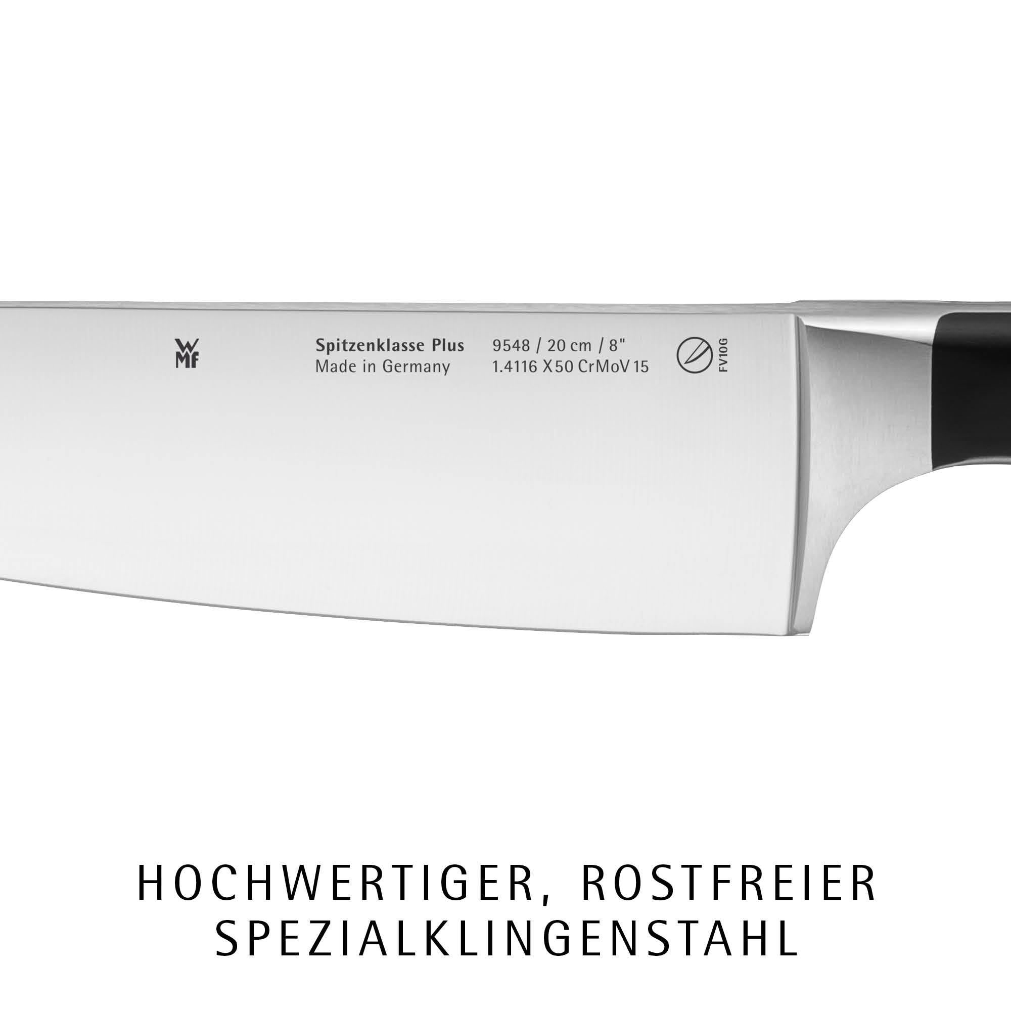 Spitzenklasse Plus knivsett 2-delt asiatisk kokkekniv og santokukniv WMF montert på blokk
