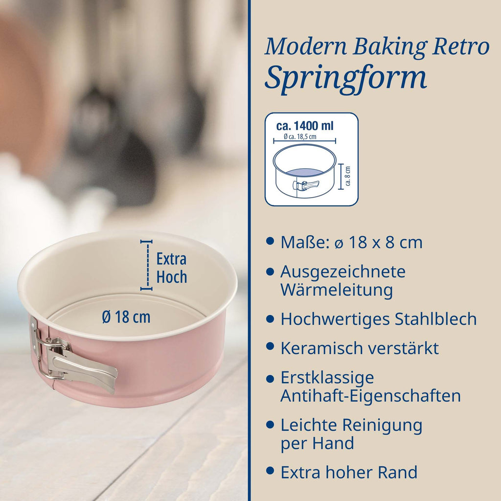 Springform med høy kant Ø18 cm non-stick Retro Design Dr. Oetker sett fra siden