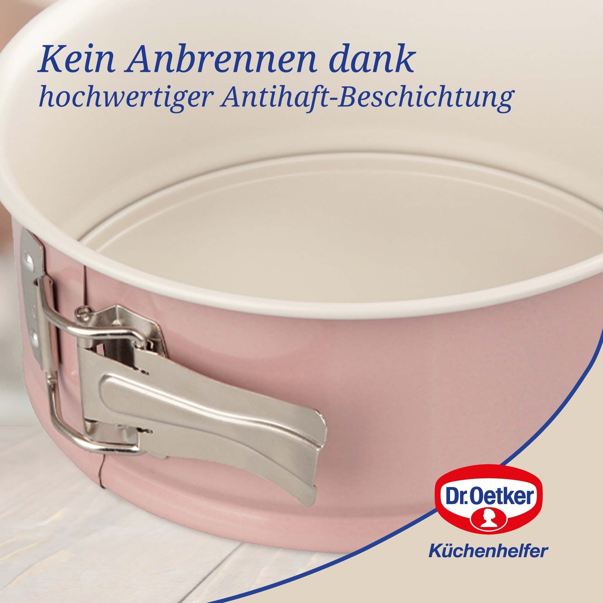 Springform med høy kant Ø18 cm non-stick Retro Design Dr. Oetker rosa farge detalj