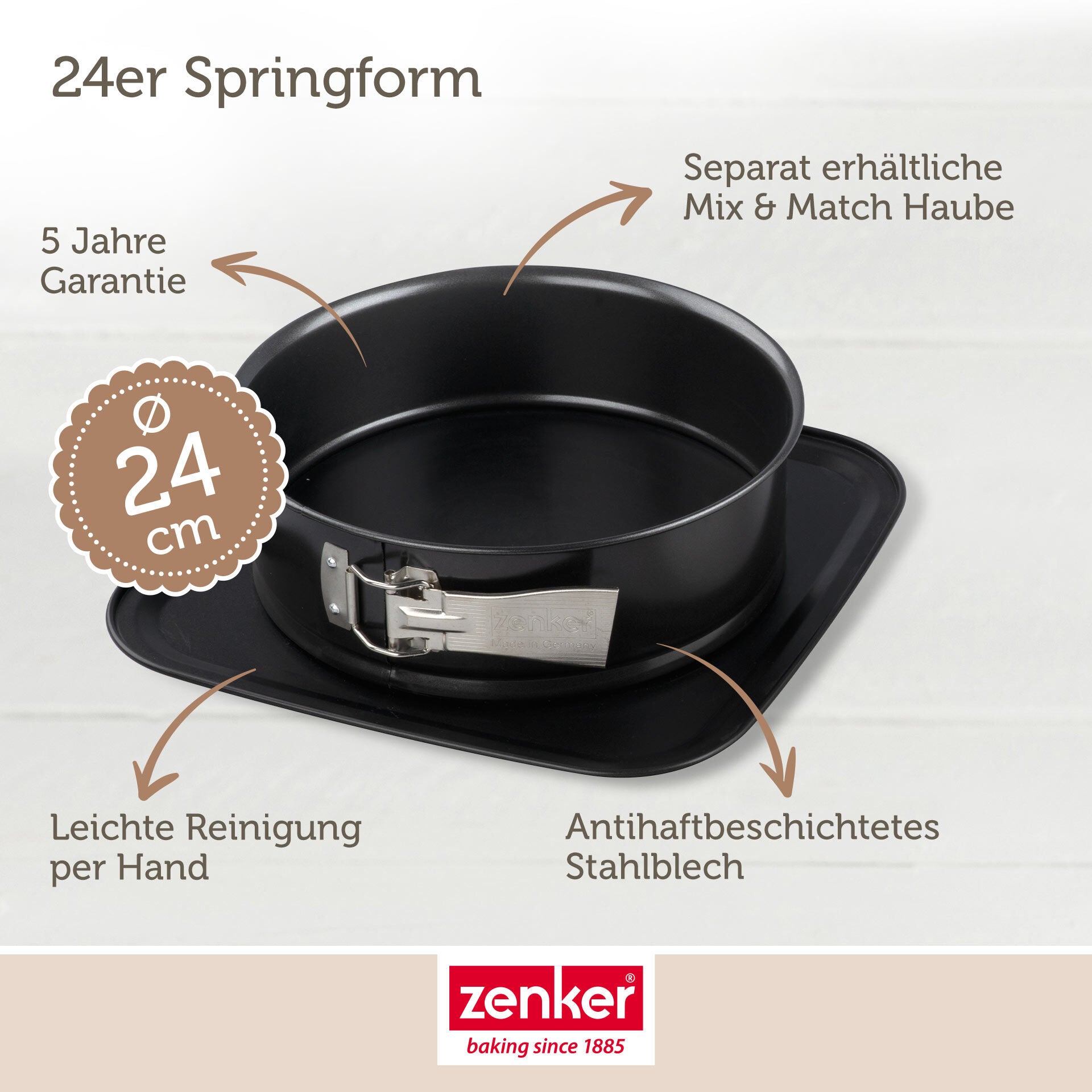 Nærbilde av håndtak på Springform Ø24 cm non-stick stålplate - Zenker
